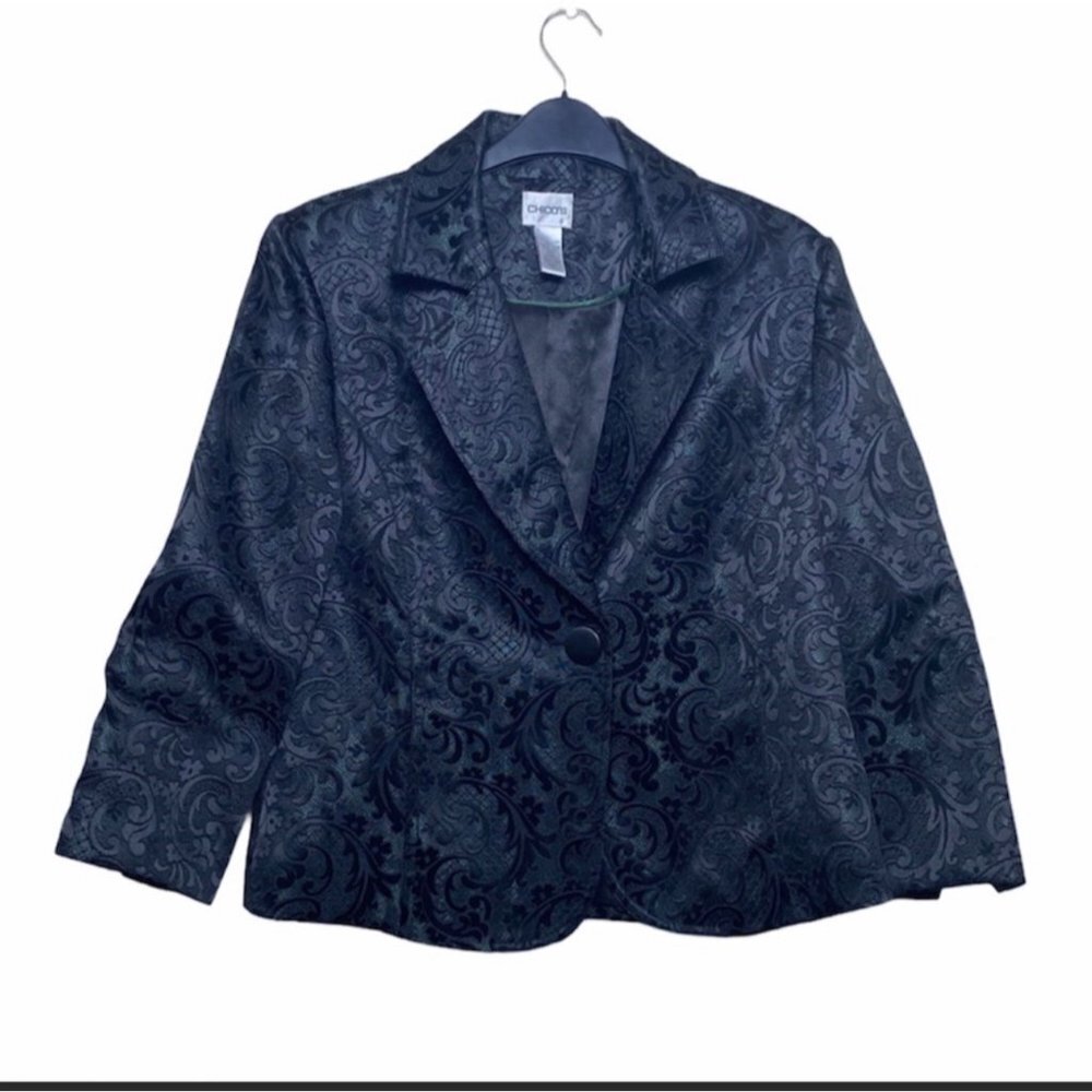 Chico’s‎ Black and Green Vintage Button Blazer